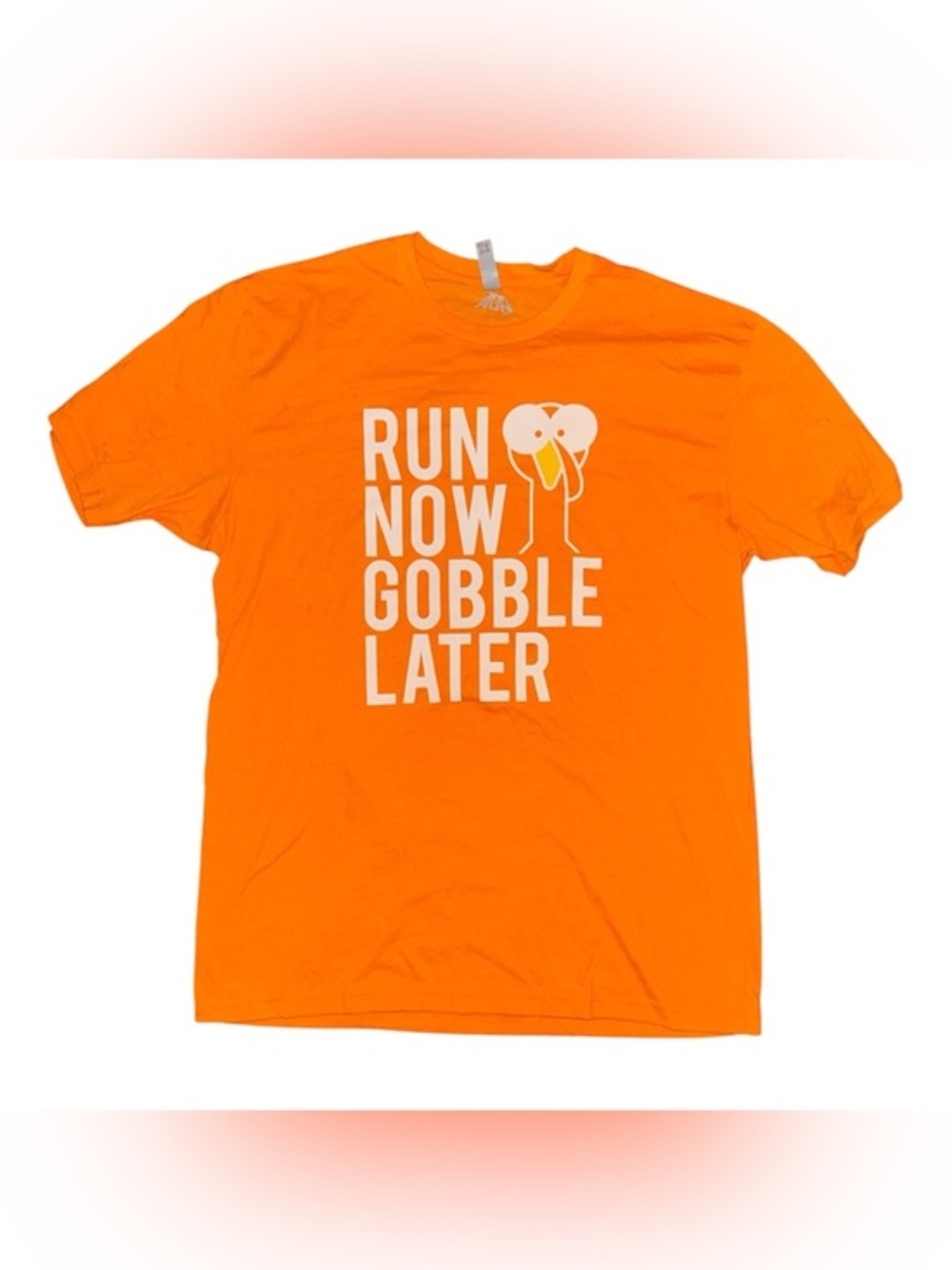 Run Now Gobble Later Orange Graphic Tee Thanksgiving Turkey Trot Runners T-Shirt